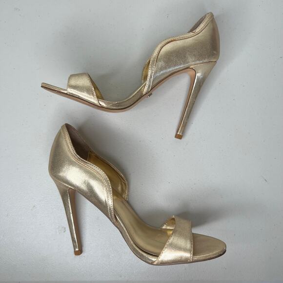 bebe Gold Open Toe D'orsay Pump Size 7 - Picture 3 of 8